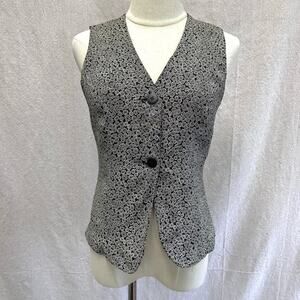 Ann Taylor vintage 90s floral print 2 button vest‎ size 6 Dark Fairy 100% Rayon